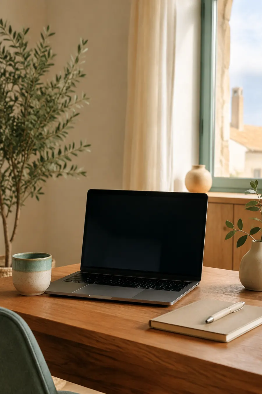 Espaço acolhedor preparado para uma sessão de psicologia online